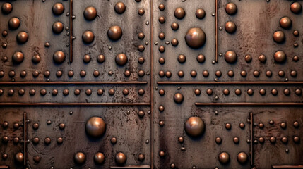Generative Ai. metal door with rivets and rivets on it