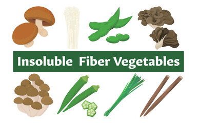 Vector illustration of insoluble fiber vegetables.