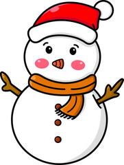 christmas snowman with hat illustration