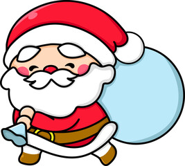 Christmas santa claus with a bag illustration