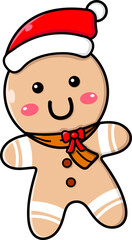 Christmas Gingerman with Santa Hat Illustration