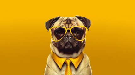 Fototapeta premium メガネをかけた犬,Generative AI AI画像