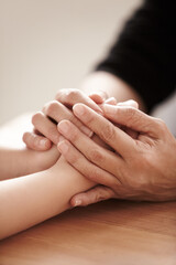 Support, love and solidarity with people holding hands in comfort, care or to console each other....