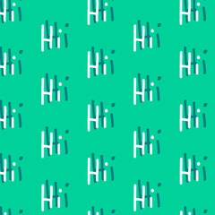 Modern abstract pattern, word hi green lettering for clothing, fabric, background, wallpaper, wrap, batik