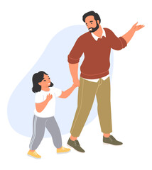 Father talking to son vector illustration nice conversation with children concept