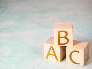 ABC text on wooden cubes as learning concept