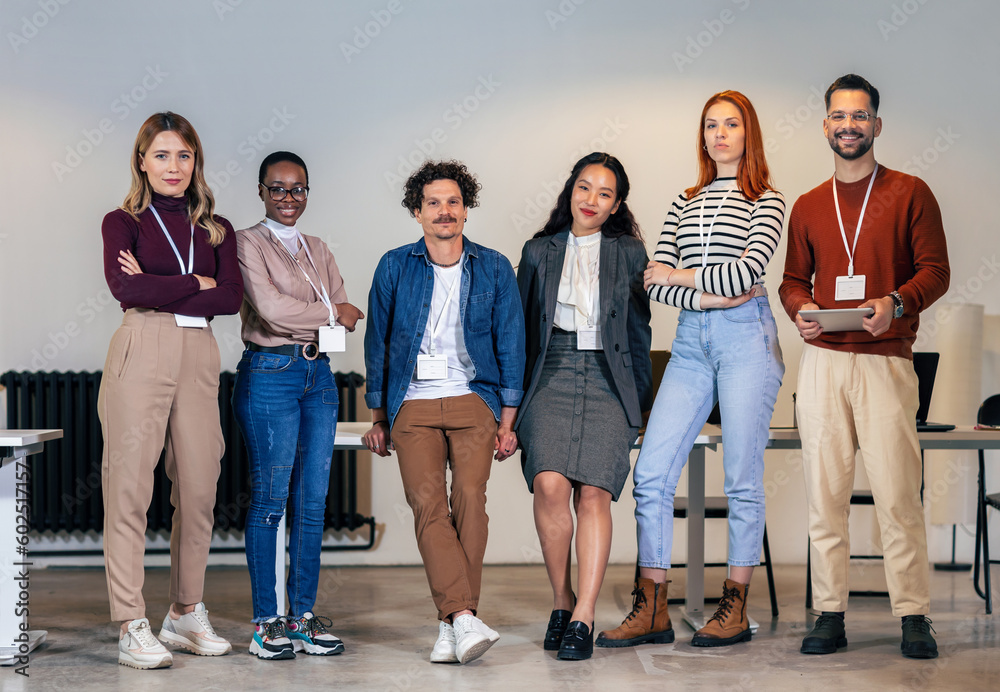 Wall mural portrait of successful group of business people at modern office.