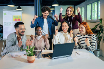 Group of multiethnic business people working together in the office