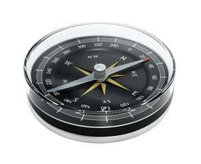 Vintage analogue navigational compass isolated on transparent background. 3D illustration