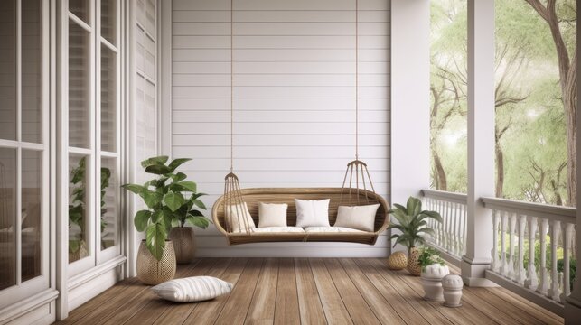 Stylish Terrace. Modern Interior Design Background. Generative AI.