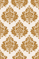 Vector damask seamless pattern background. Classical luxury old fashioned damask ornament, royal victorian seamless texture for wallpapers, textile, wrapping. Exquisite floral baroque template.	
