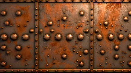 Generative Ai. old rusty metal plate with rivets and rivets
