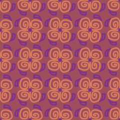 Modern abstract seamless pattern orange,  floral shapes for clothing, fabric, background, wallpaper, wrapping, batik