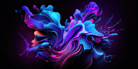 Fluid neon abstract flow shape as wallpaper background (Generative AI)
