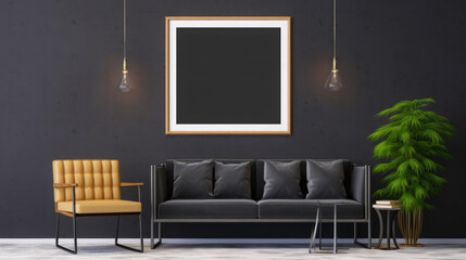 Beautiful Copy Room Mockup With Empty Picture On A Flat Wall Created With The Help Of Artificial Intelligence