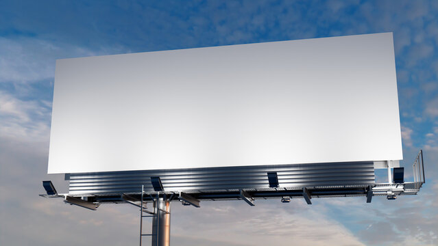 Advertising Billboard. Blank Large Format Sign against a Sunset Sky. Design Template.