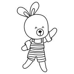 Cute Rabbit character with swimming suit, summer character on beach, Summer illustration