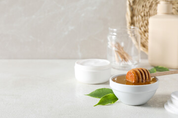 Concept of face and skin care supplies - Honey cosmetic