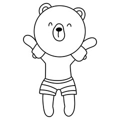 Cute Bear character with swimming suit, summer character on beach, Summer illustration