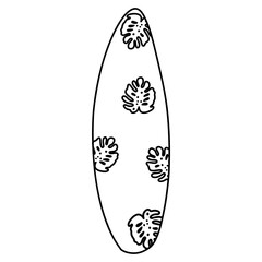 cute surfboard, summer element on beach, Summer illustration