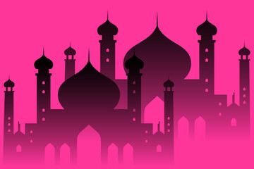 Islamic buildings silhouettes. Mosques vector design.