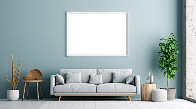 Beautiful Copy Room Mockup With Empty Picture On A Flat Wall Created With The Help Of Artificial Intelligence