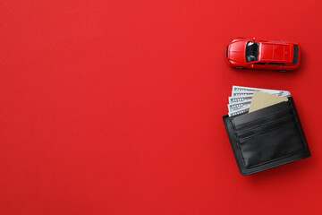 Concept of car purchase and insurance with toy car