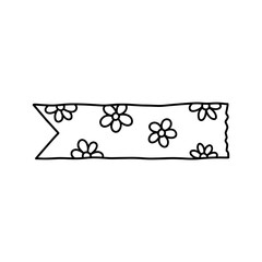 Washi tape strip with cute design isolated on white background. Scotch paper sticker. Vector hand-drawn illustration in doodle style. Perfect for cards, decorations, logo.