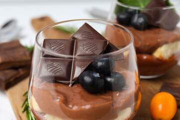 Concept of delicious and sweet food - chocolate mousse