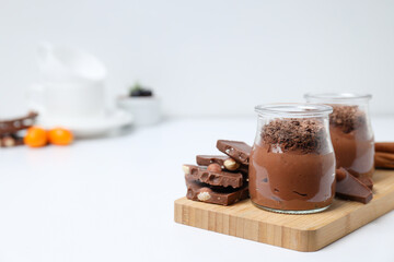 Concept of delicious and sweet food - chocolate mousse