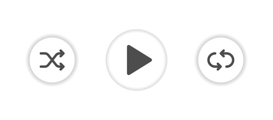 Music player interface icon on light background. Podcast symbol. UI, player buttons, multimedia, shuffle, repeat. Outline, flat and colored style. Flat design. Vector illustration.