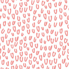 Abstract seamless pattern with squiggles. Simple background with pink scribbles. Vector hand-drawn illustration. Perfect for decorations, wallpaper, wrapping paper, fabric.