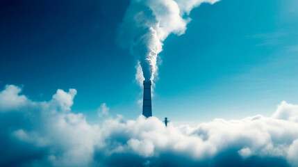 Generative Ai. smoke coming out of a chimney in the sky 