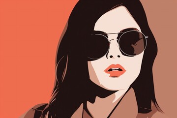 woman fashion illustration portrait modern style design poster glasses sunglasses girl. Generative AI.