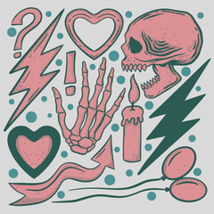 A collection of illustrations for a halloween party.