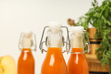 Concept of healthy nutrition and diet with Carrot juice