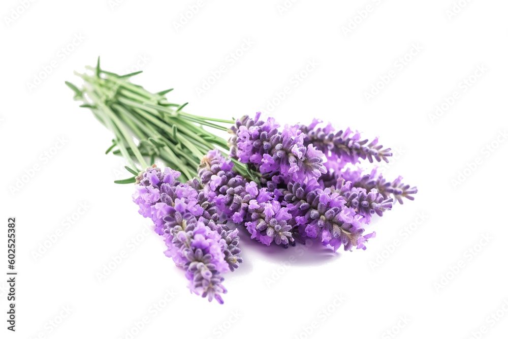 Wall mural Lavender flowers isolated on white background with clipping path. Full Depth of field. Focus stacking. PNG. Generative AI