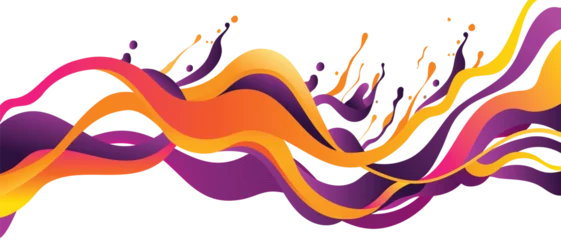 Gordijnen abstract colorful wavy fluid paint ink splash horizontal line background texture web banner for creative agency business. vector illustration drawing © annaspoka
