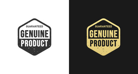 Genuine product label or Genuine product seal vector on black background. Best Genuine product label for packaging design element. Genuine product seal for packaging design element.