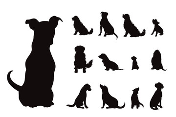 Set of vector silhouette of dogs on white background. - 602527509