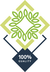 100% natural product label, badge or icon vector design template.