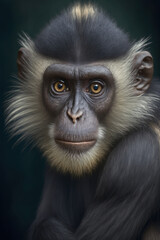 Monkey portrait on dark background, Generative AI