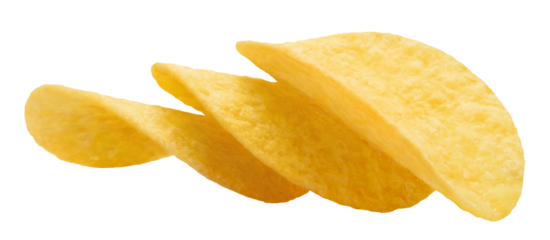 Delicious potato chips cut out