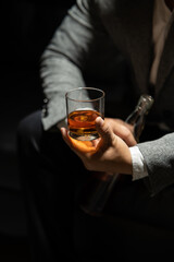 Businessmen in suits drinking  Celebrate whiskey.