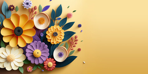 copy space flowers mock up background, decorative floral mockup wall background