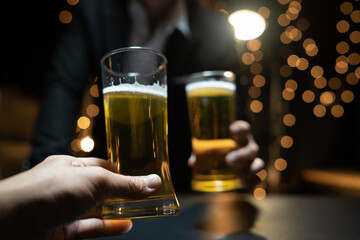 Celebrate whiskey on a friendly party in  restaurant