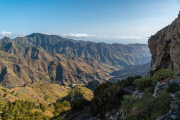 Views of the mountain from the Degollada de Peraza viewpoint in La Gomera, Canary Islands