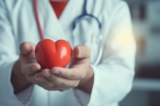 cardiology hospital person care hand concept doctor heart health medicine. Generative AI.