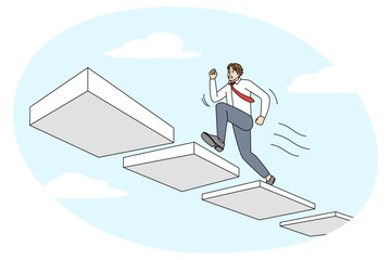 Obraz premium Businessman run pursuing career goal