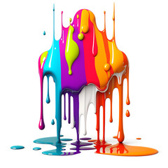 Colorful paint dripping. Abstract color splash isolated on white background.